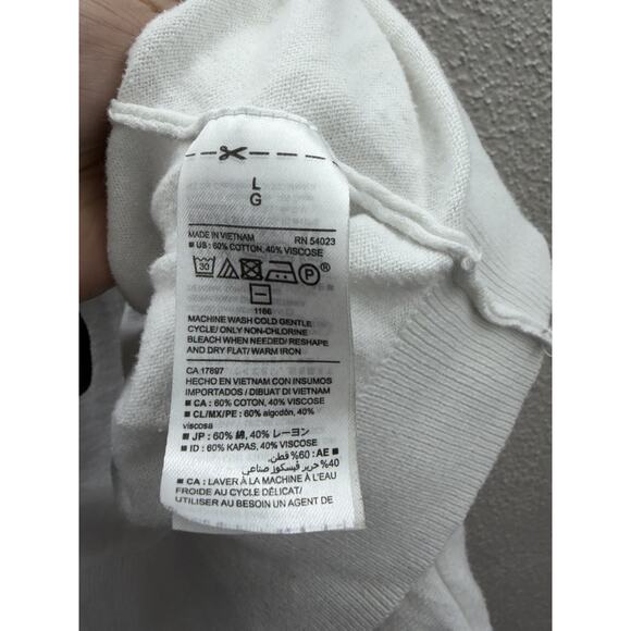 Old Navy Womens Cardigan Size Large White Open Front 3/4 Sleeve Cropped - Picture 5 of 10